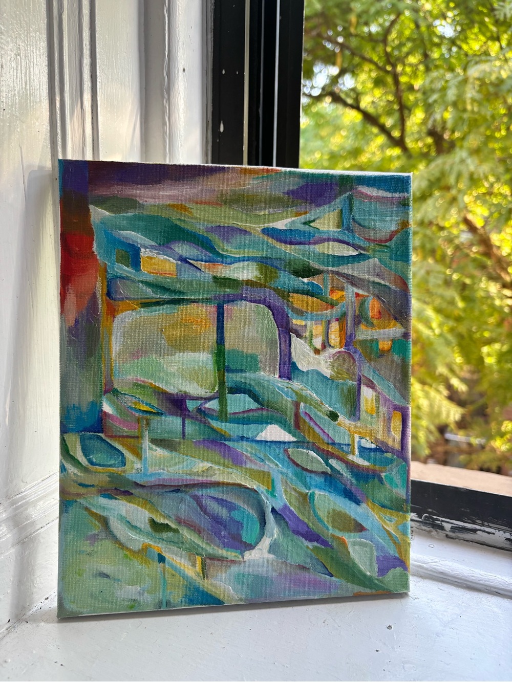 Abstract Green & Teal Canvas Wall Art